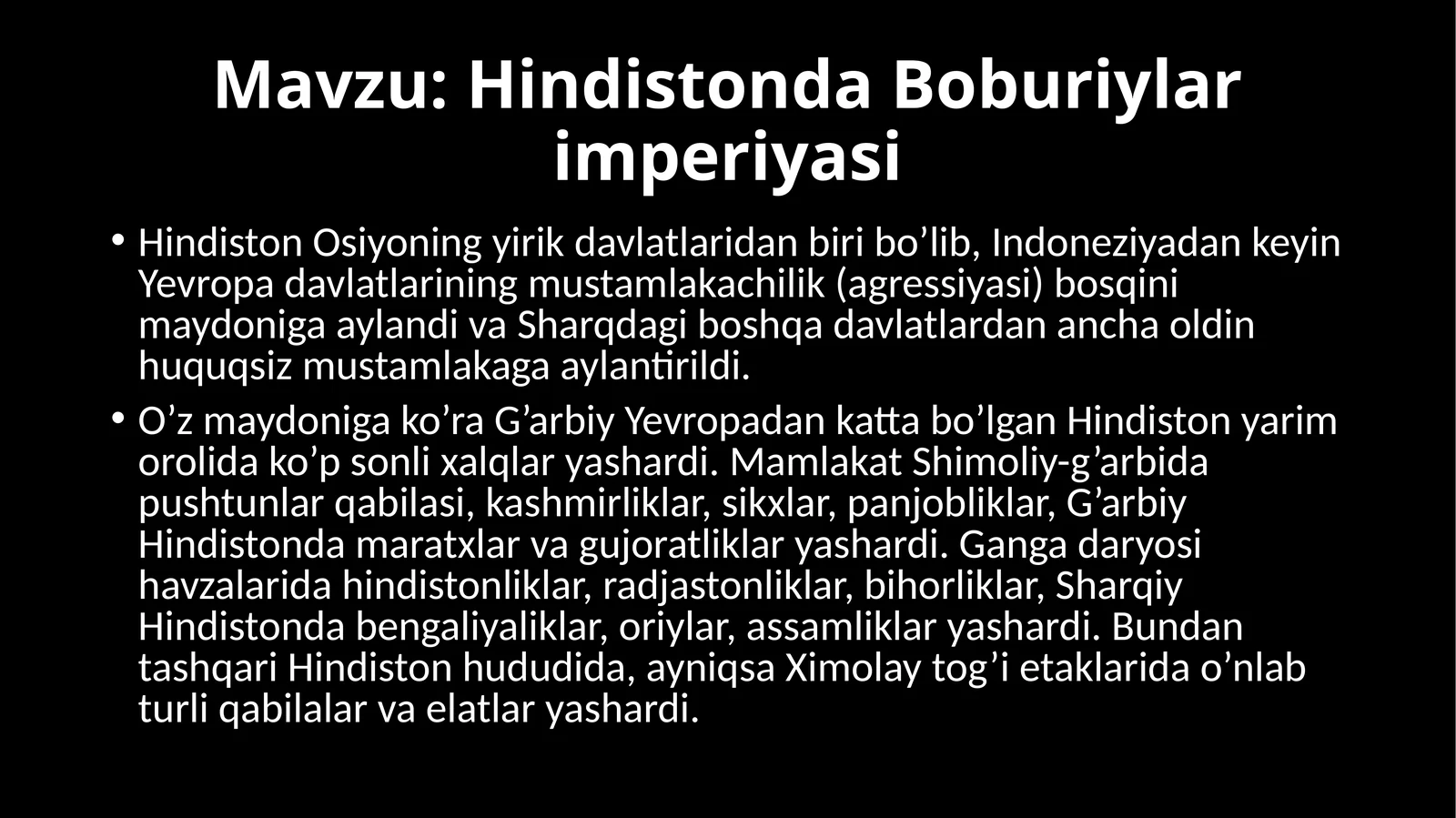 Hindistonda Boburiylar Imperiyasi