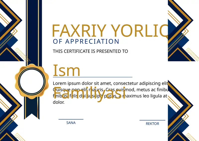 Faxriy yorliq shablon PowerPoint