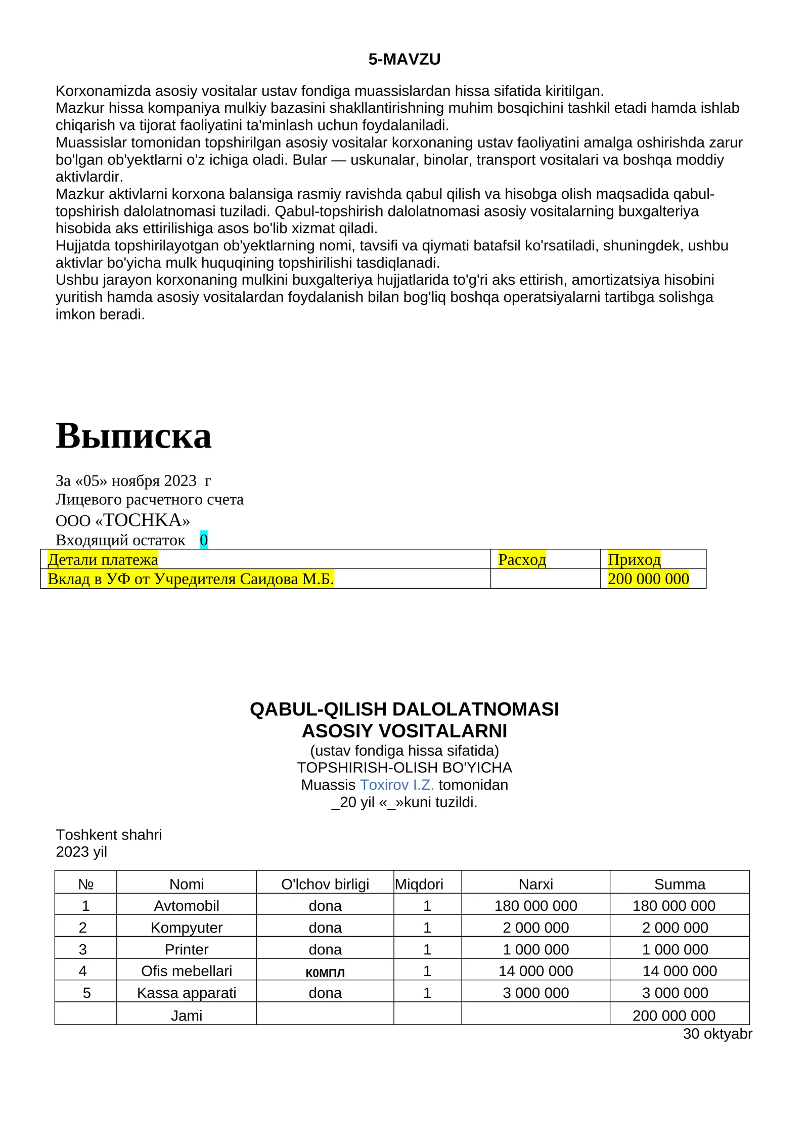 Audit buxgaltelar uchun 21-sonli BXMC shotlar