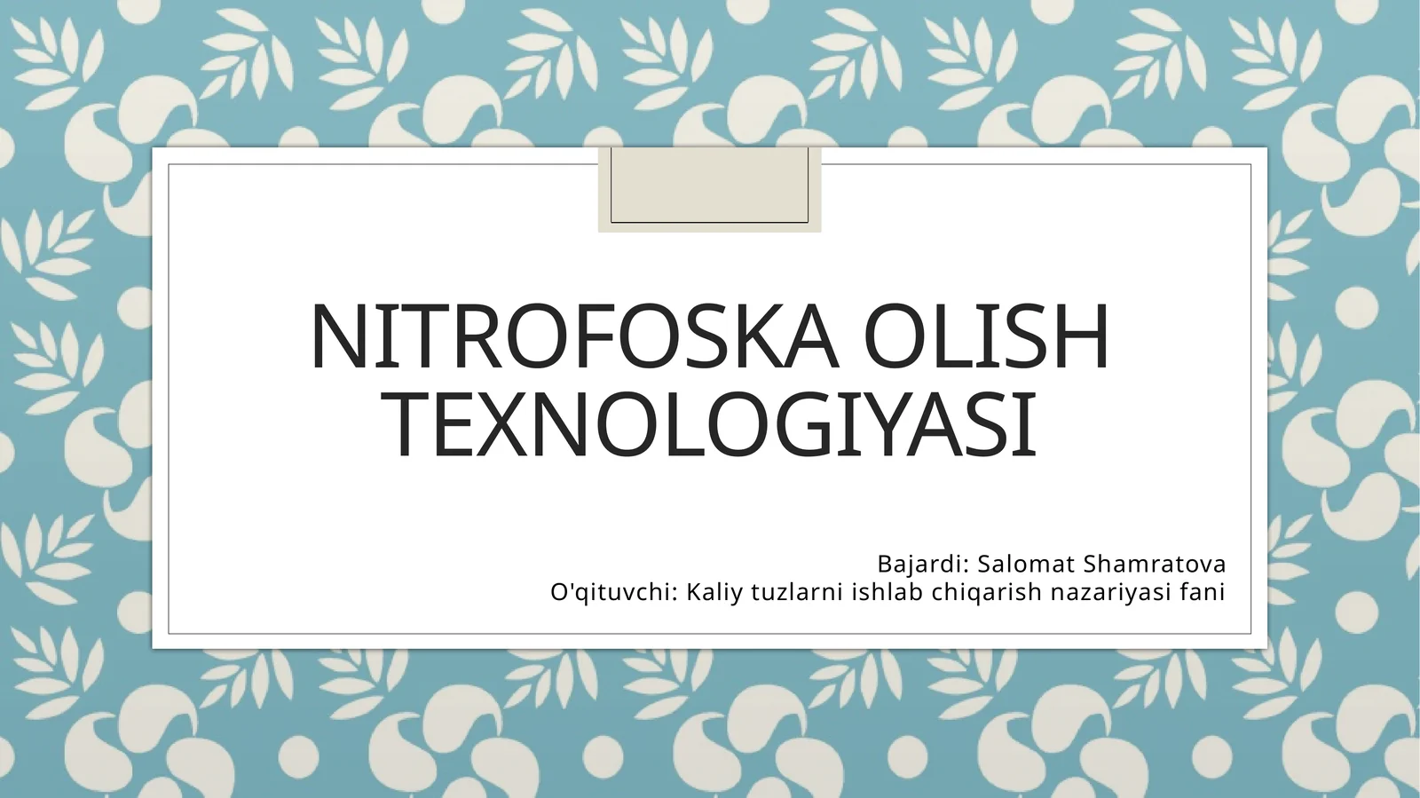 Nitrofoska olish texnologiyasi