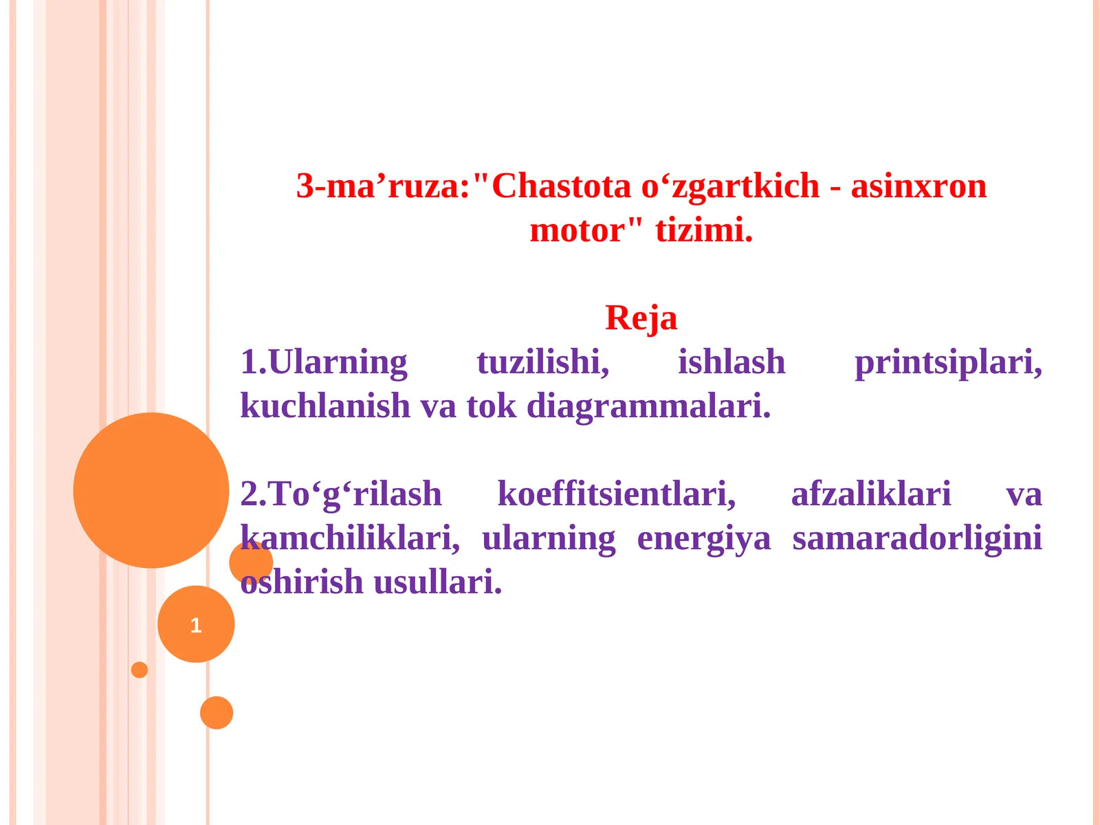 Chastota o‘zgartkich - asinxron motor
