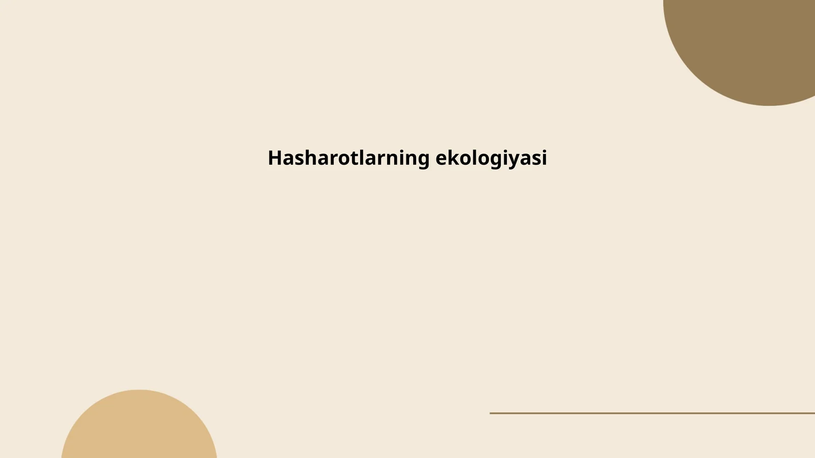 Hasharotlarning ekologiyasi
