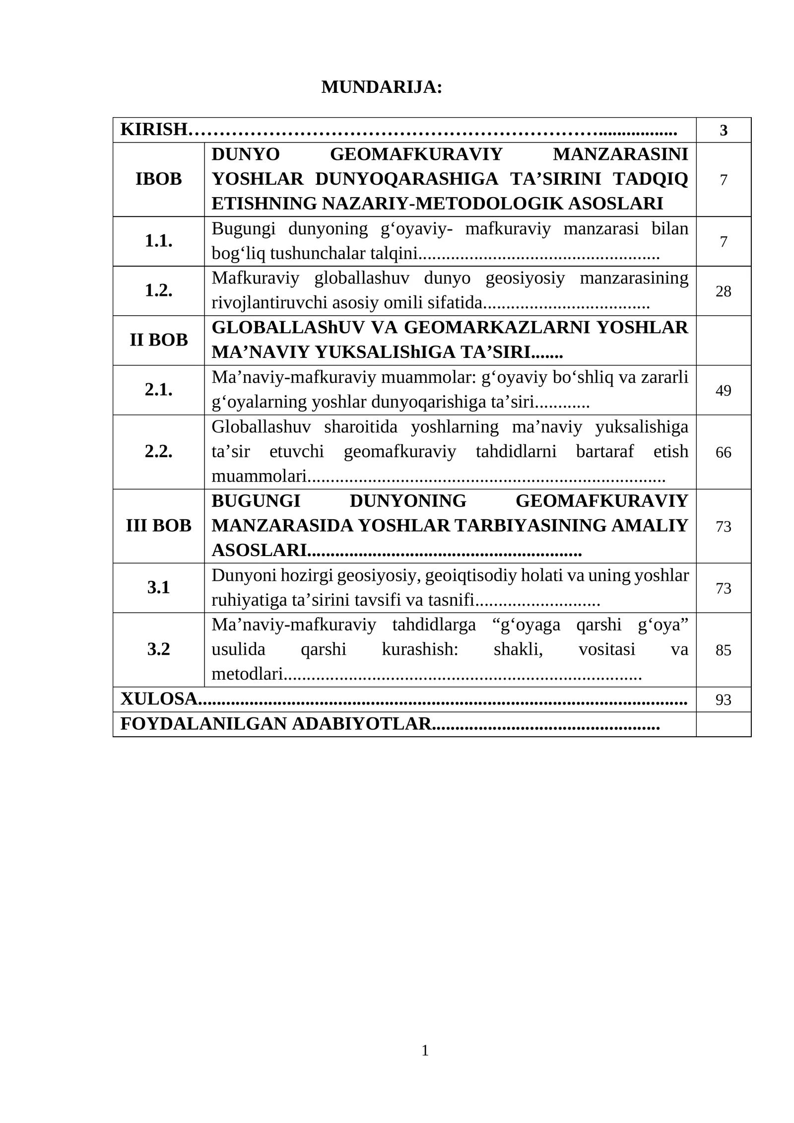 Dunyo geomafraviy manzarasini yoshlar dunyoqarashiga ta'sirini tadqiq etishning nazariy-metodologik asoslari