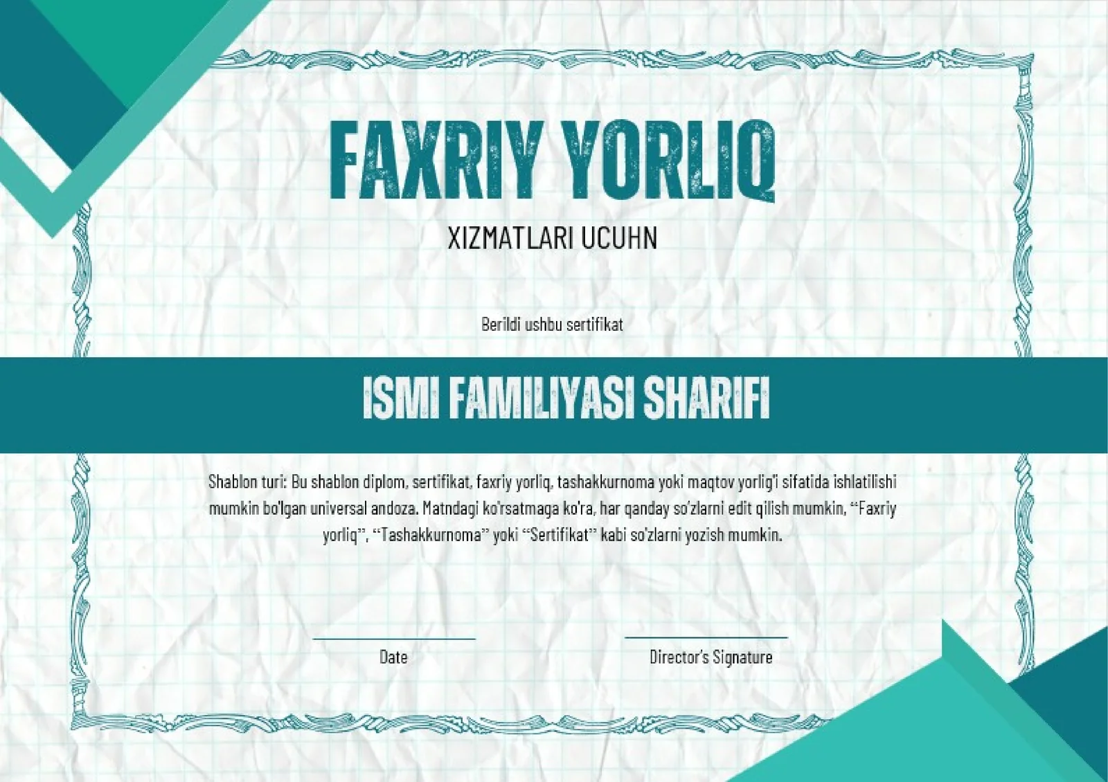 Faxriy yorliq