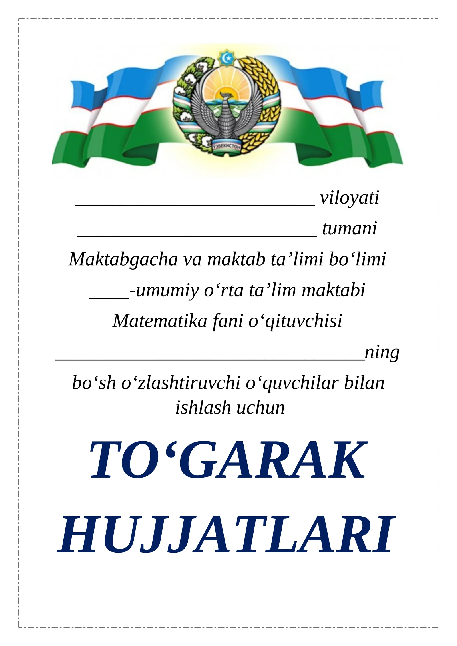 7-8-sinflar uchun 34 soatli iqtidorli o'quvchilar bilan ishlash to'garagi hujjatlari