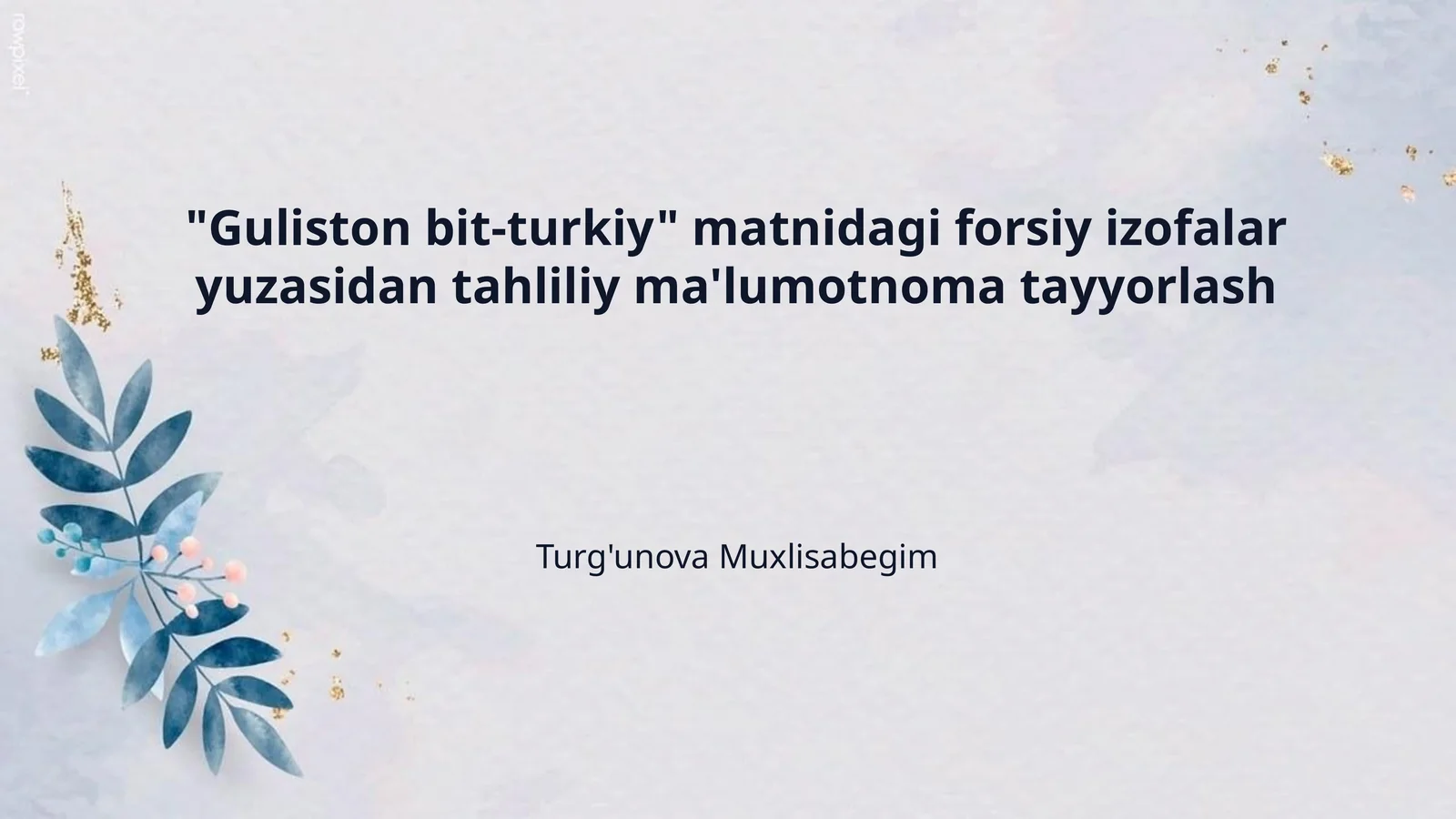 "Guliston bit-turkiy" matnidagi forsiy izofalar yuzasidan tahliliy ma'lumotnoma tayyorlash