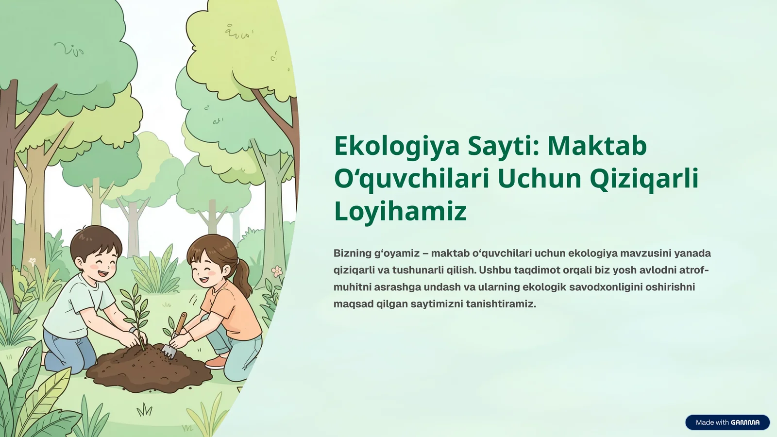 Ekologiya Sayti: Maktab O‘quvchilari Uchun Qiziqarli Loyihamiz