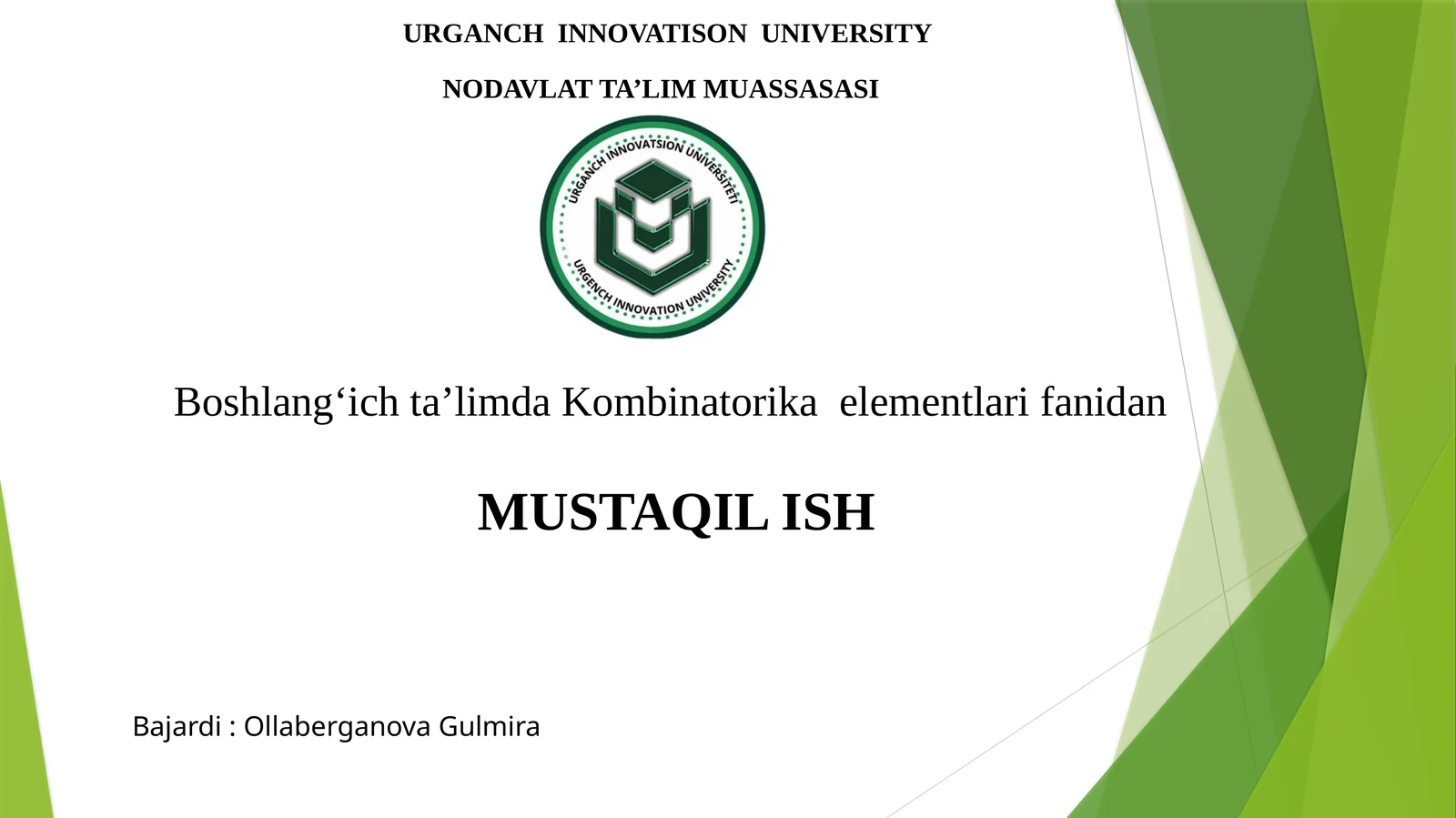 O‘rinlashtirishlar va guruhlash haqida umumiy ma’lumot. Sonli qatorlar