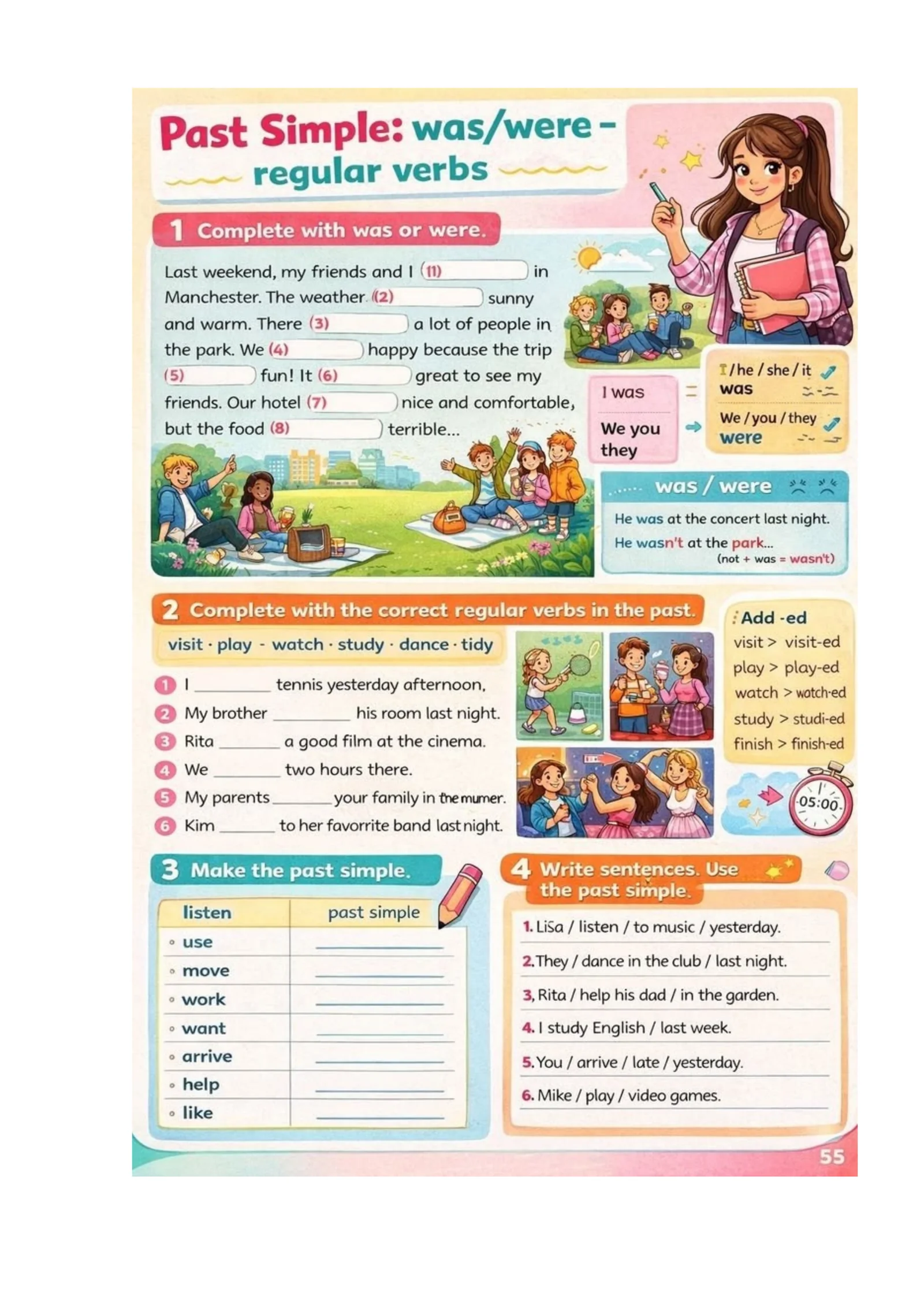 past simple was / were worksheet