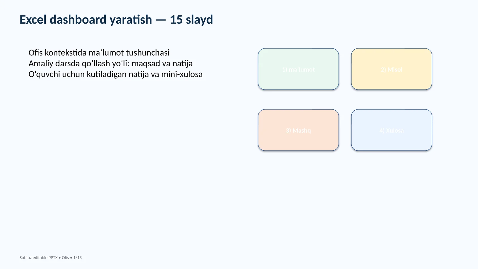 Excel dashboard yaratish