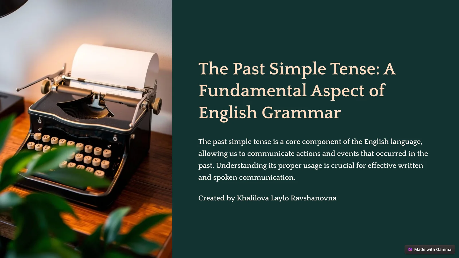 Past Simple Tense