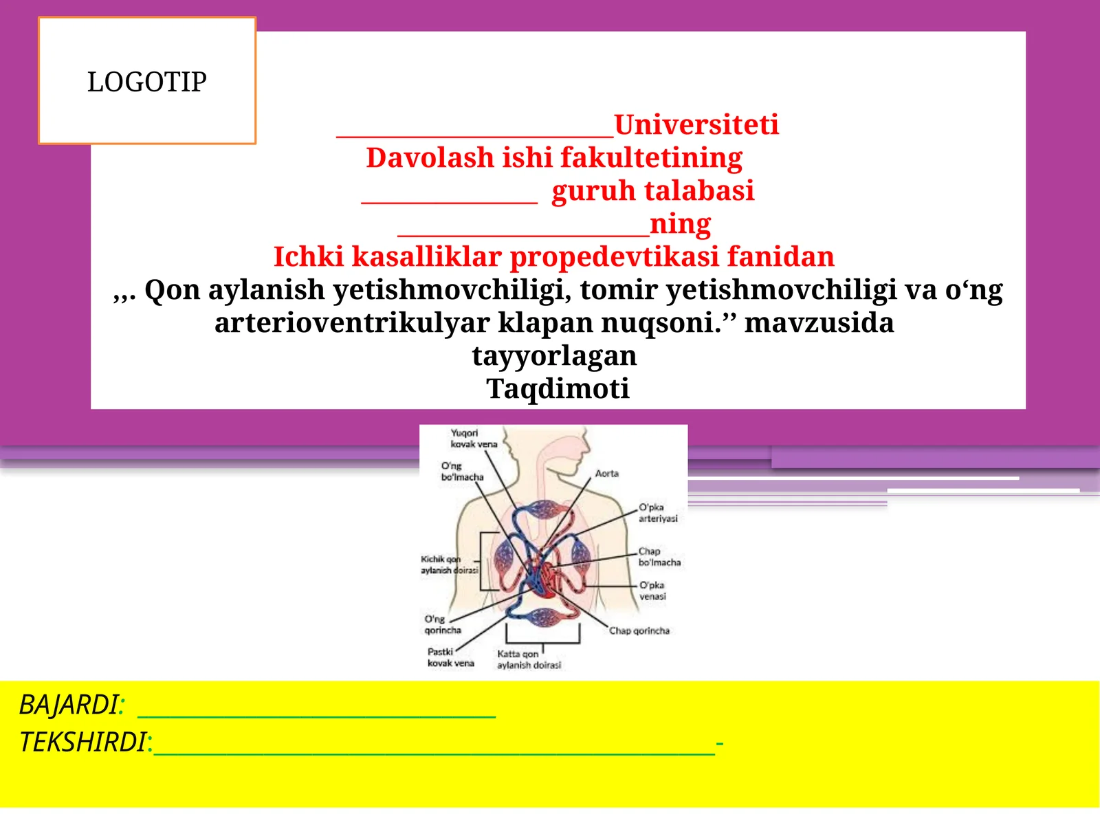 Qonaylanish yetishmovchiligi, tomir yetishmovchiligi va o‘ng arterioventrikulyar klapannuqsoni
