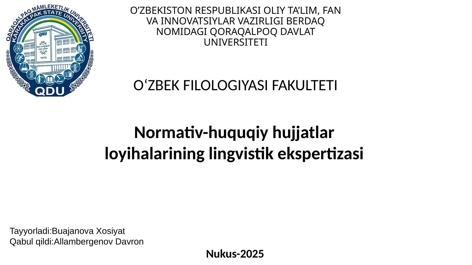 Normativ-huquqiy hujjatlar loyihalarining lingvistik ekspertizasi