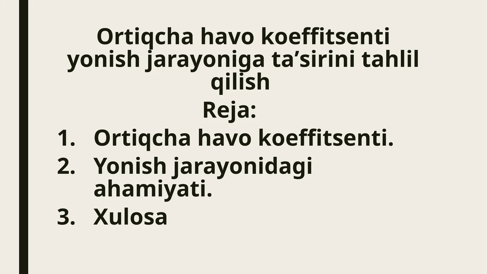 Ortqcha havokoeffitsentiyonish jarayonigataʼsirinitahlil qilish