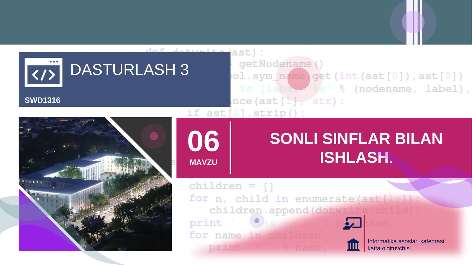 DASTURLASH 3