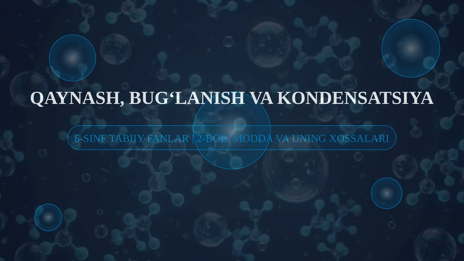 QAYNASH, BUG‘LANISH VA KONDENSATSIYA