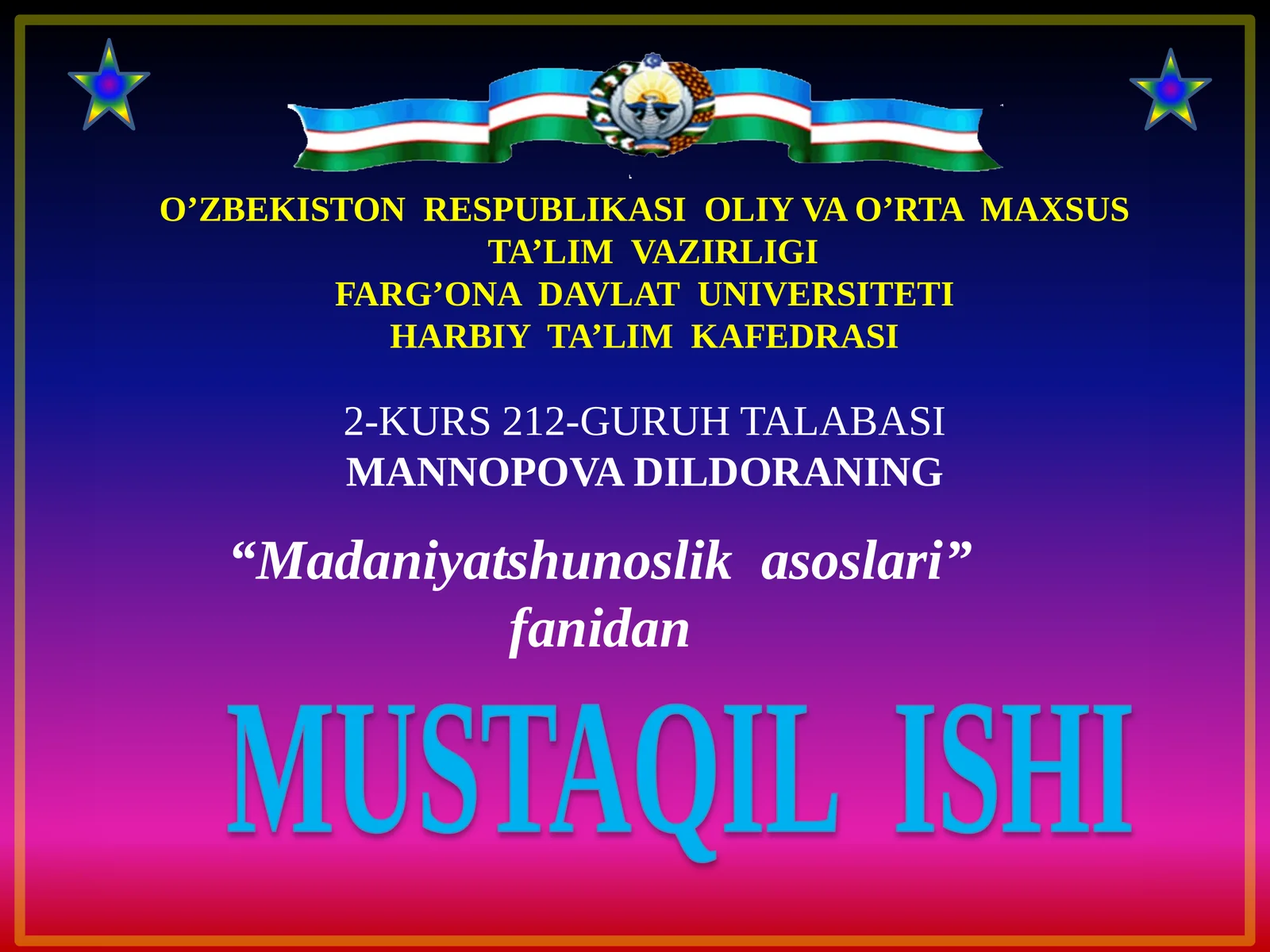 Madaniyatshunoslik asoslari
