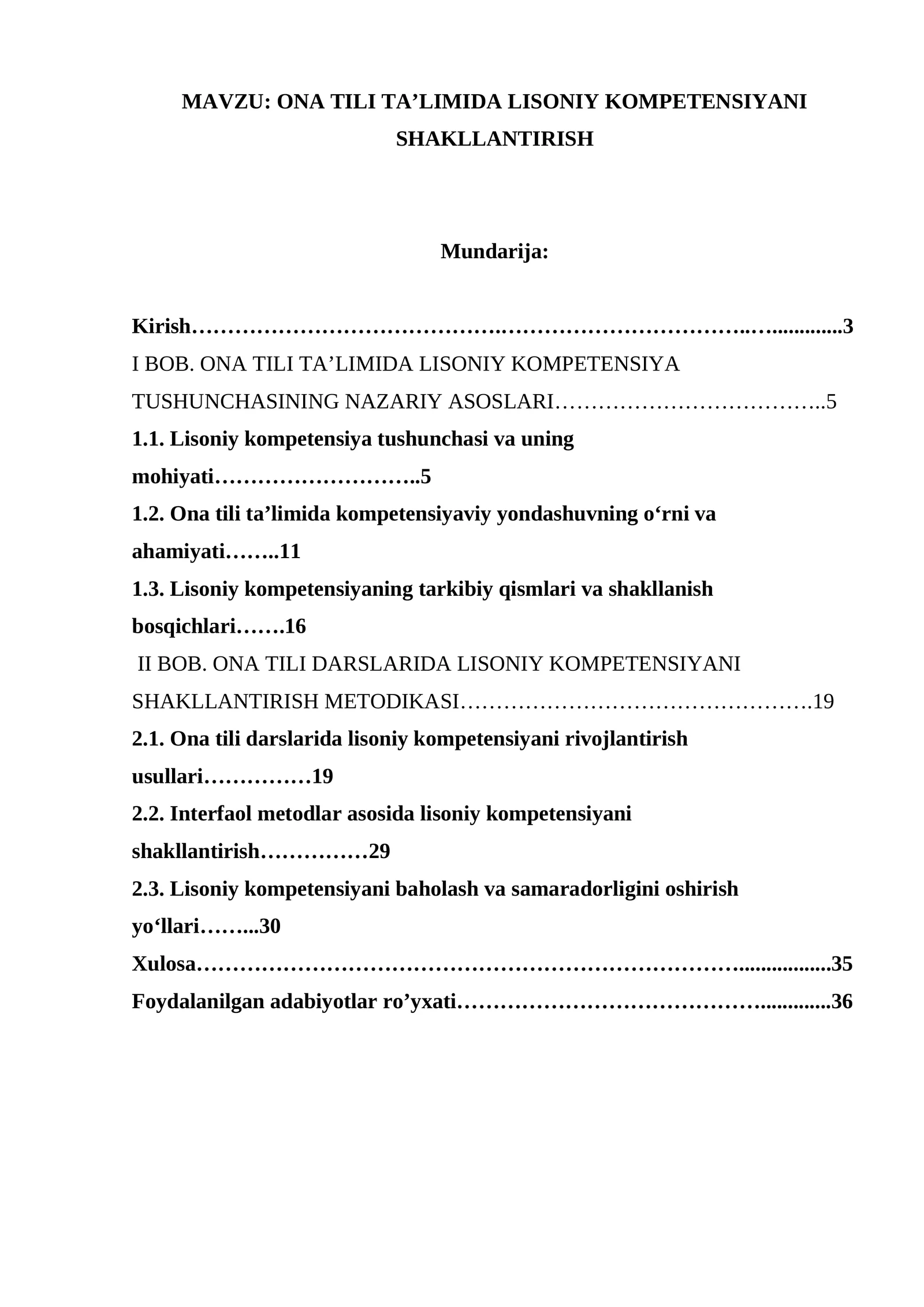 ONA TILI TA’LIMIDA LISONIY KOMPETENSIYANI SHAKLLANTIRISH