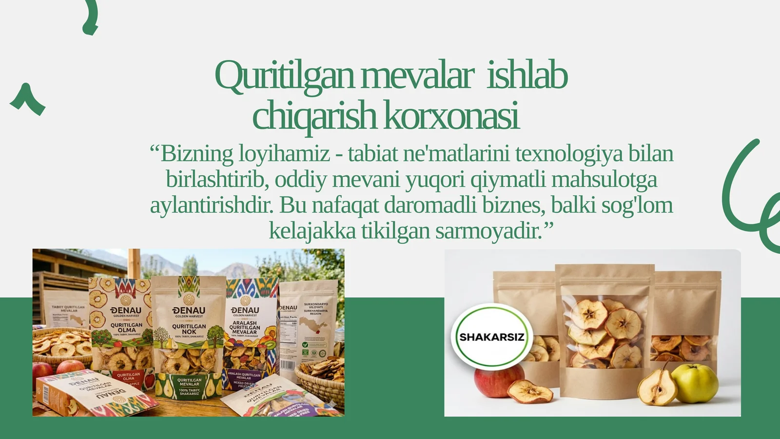(100 millionlik loyiha ishi)  Quritilgan mevalar ishlab chiqarish korxonasi