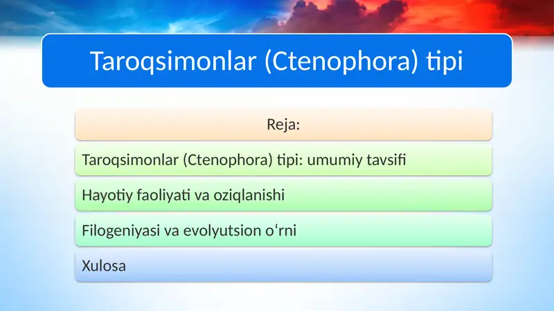 Taroqsimonlar (Ctenophora) tipi