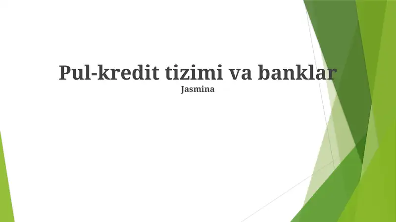 Banklar kredit sistemasida markaziy rol o'ynaydi, turli kredit mahsulotlarini taklif qiladi va qarzni boshqaradi. Ular kredit tarixi va reytinglaridan foydalanib, kreditga layoqatlilikni baholaydi va xavf darajasiga qarab foiz stavkalarini belgilaydi