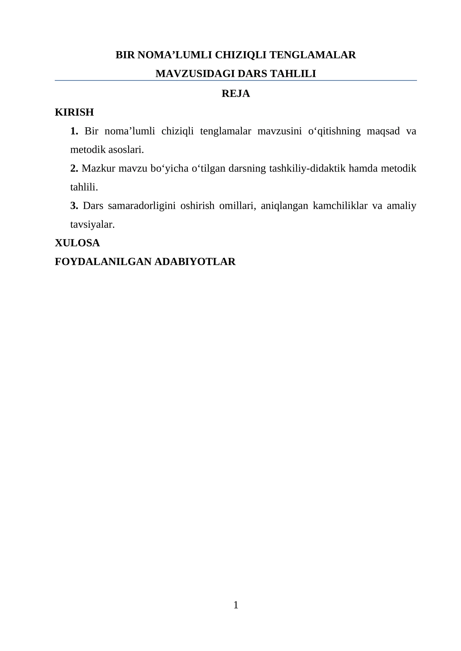 Bir noma’lumli chiziqli tenglamalar