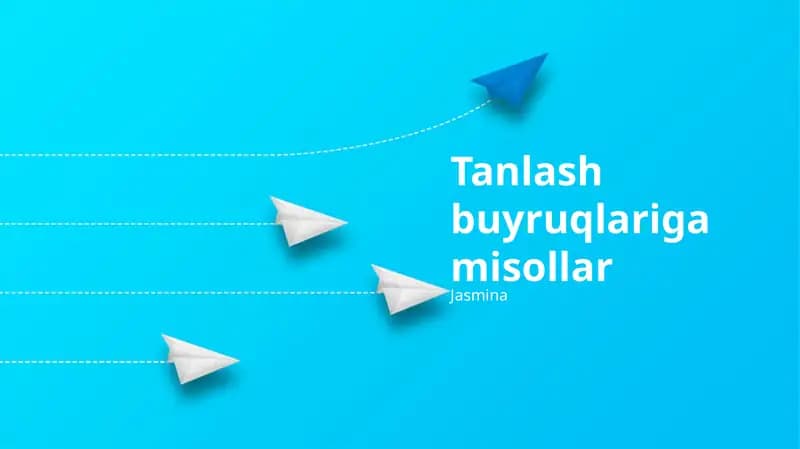 Tanlash buyruqlariga misollar. Reja: SQL SELECT so'rovlari, Python ro'yxat kesimi, R ma'lumotlarini tanlash. `sed -n '1,3s/bin/sbin/p'` buyrug'i `/etc/group` faylining 1-3-qatorlaridagi "bin" ni "sbin" ga almashtirib, faqat o'zgartirilgan qatorlarni chop etadi