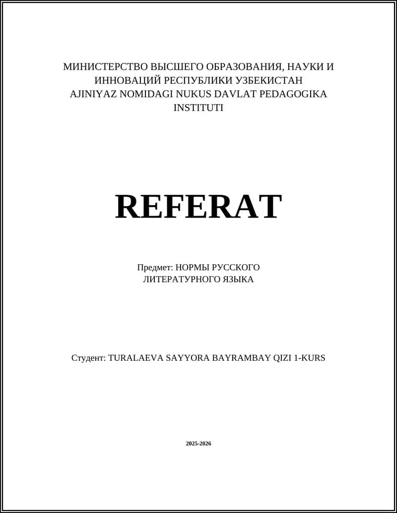 REFERAT NO'RUS TILI ORFOGRAFIYASI