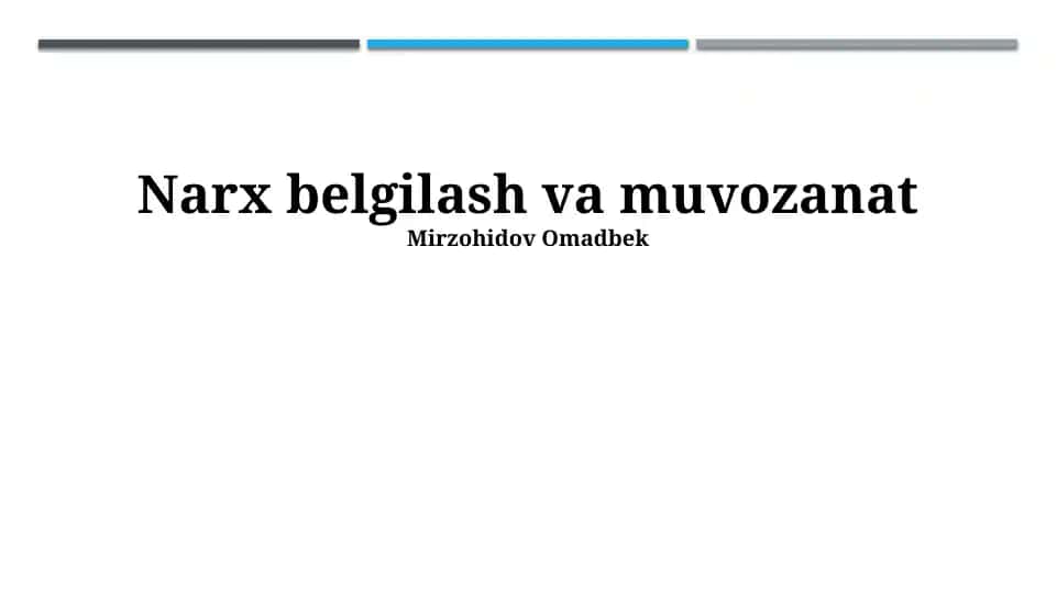 Narx belgilash va muvozanat