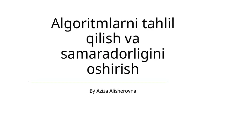 Algoritm tahlili