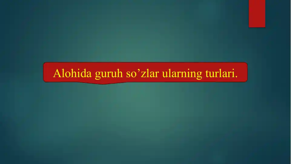 Alohida guruh so'lar ularning turlari.