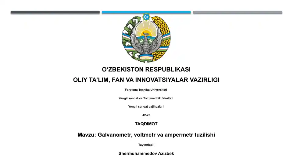 Galvanometr, voltmetr va ampermetr tuzilishi