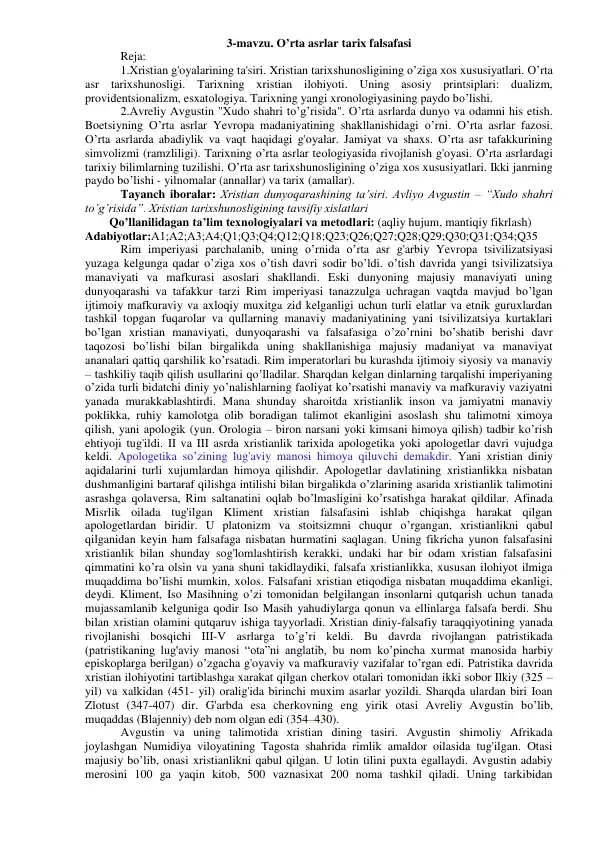 O'rta asrlar tarix falsafasi