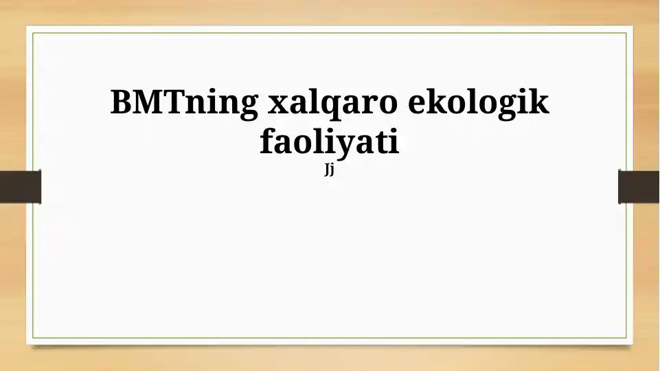 BMTning xalqaro ekologik faoliyati