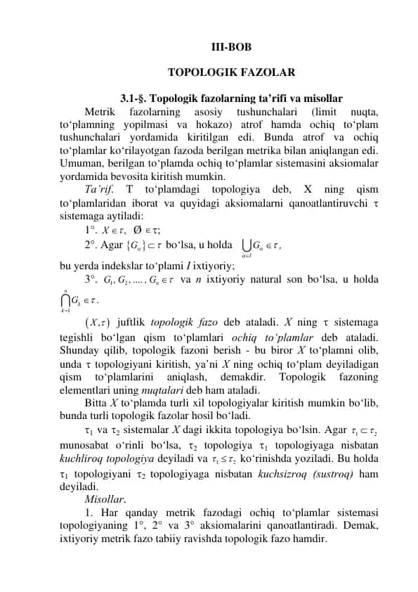 Topologik Fazolar