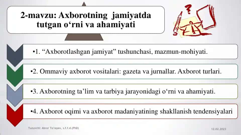 Axborotning jamiyatda tutgan o‘rni va ahamiyati