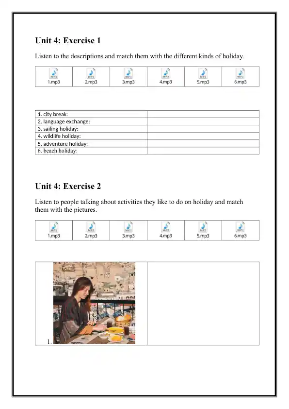 Unit 4: Holiday Activities