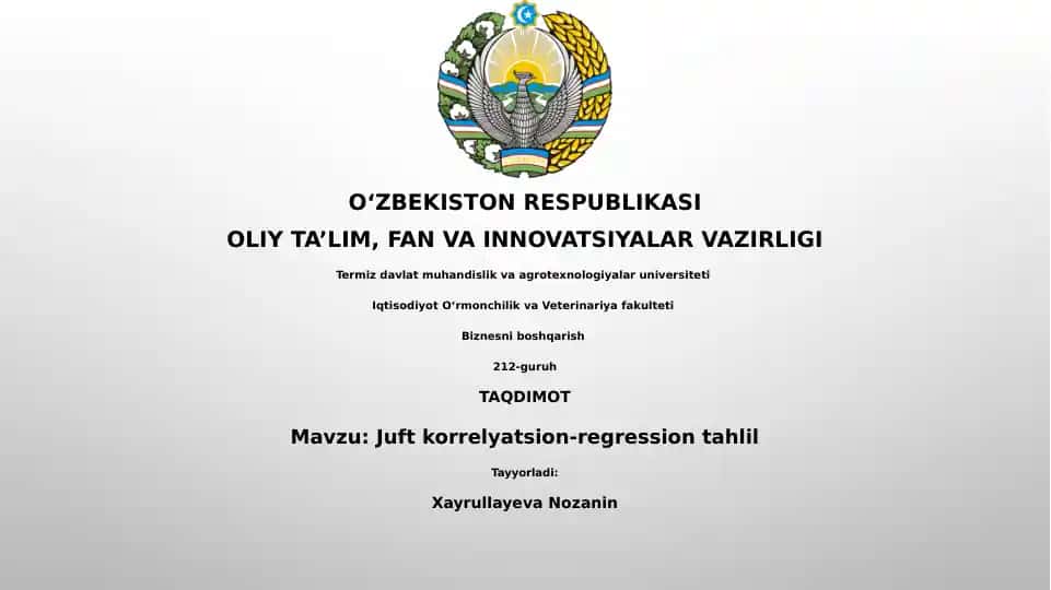 Juft korrelyatsion-regression tahlil