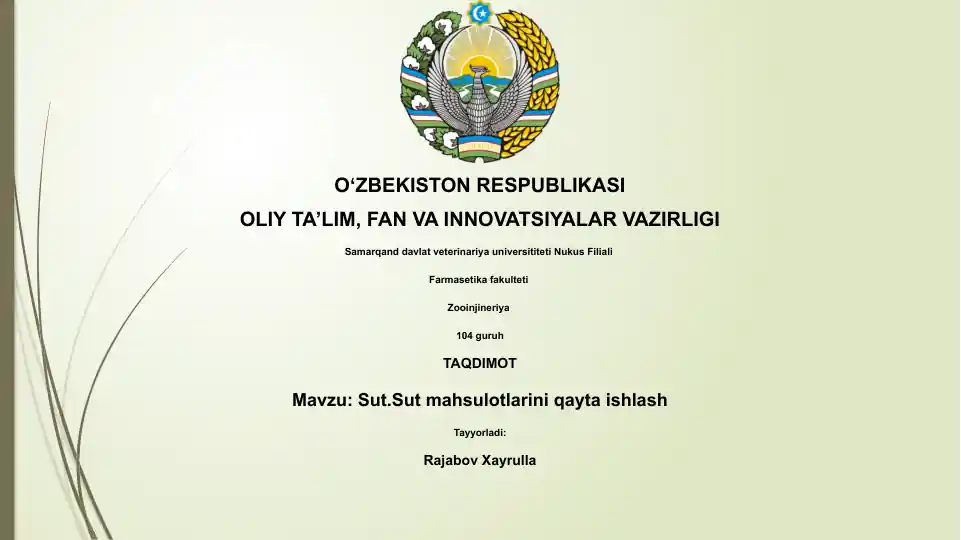 Sut mahsulotlarini qayta ishlash