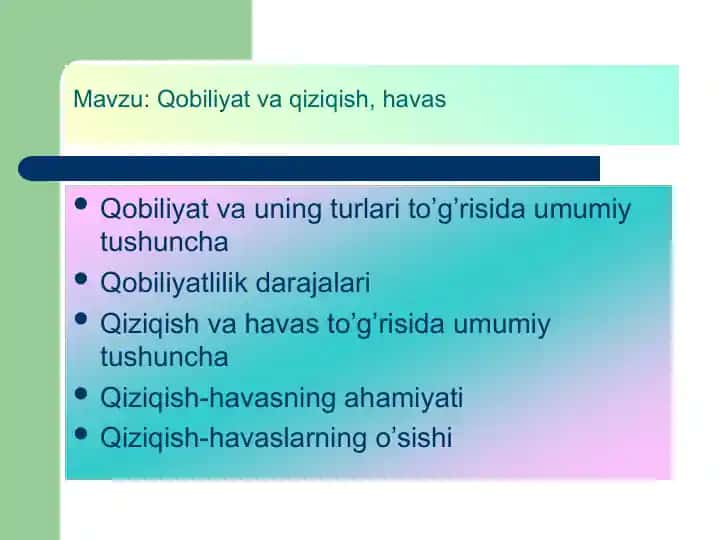 Qobiliyat va qiziqish, havas