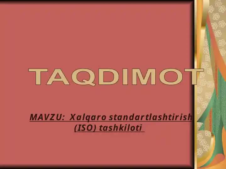 Xalqaro standartlashtirish (ISO) tashkiloti
