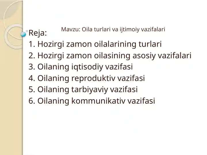 Oila turli va ijtimoiy vazifalari