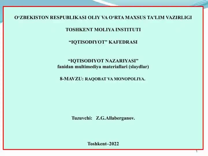 Raqobat va Monopoliya