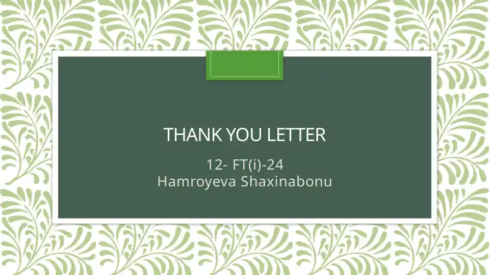 "Thank You Letter"