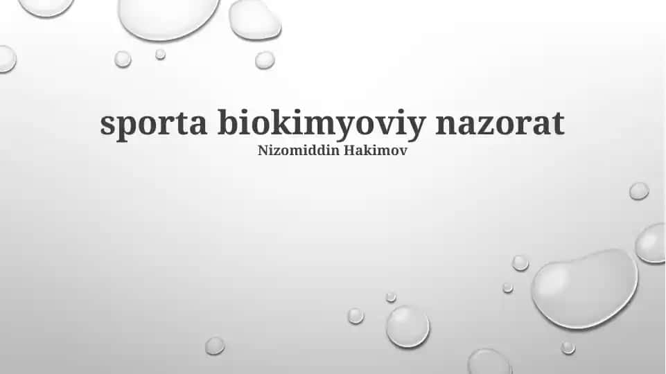 Sportda biokimyoviy nazorat