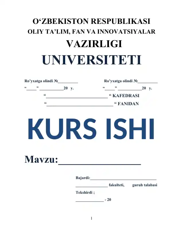 Kurs ishi: O‘qishda umumlashtiruvchi takrorlovchi darslarni noan’anaviy shaklda tashkil etish