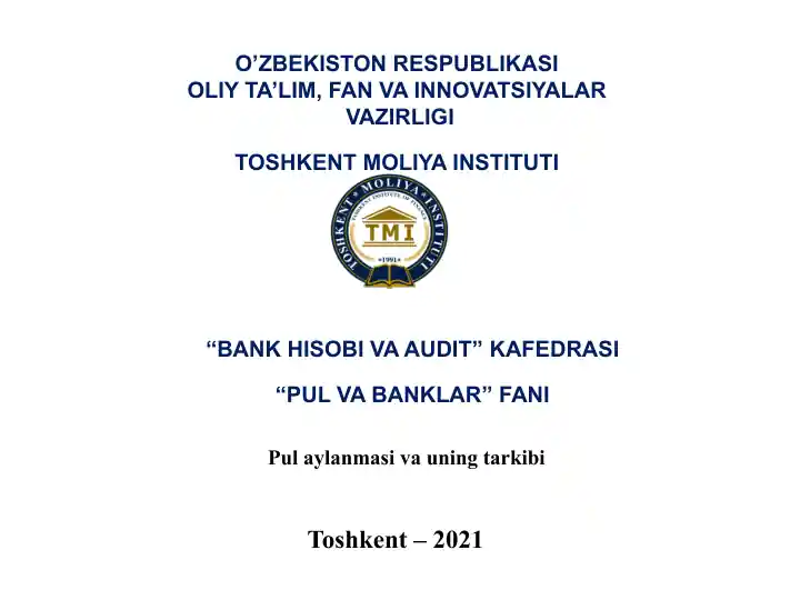 Pul aylanmasi va uning tarkibi