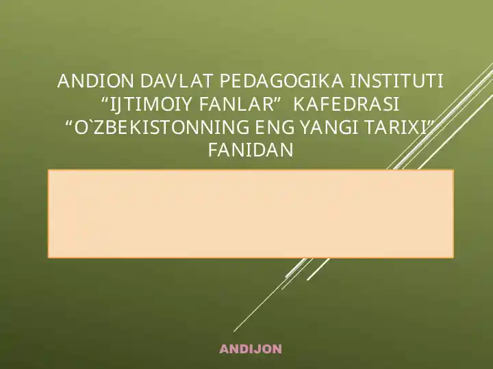 O'zbekistonning eng yangi tarixi