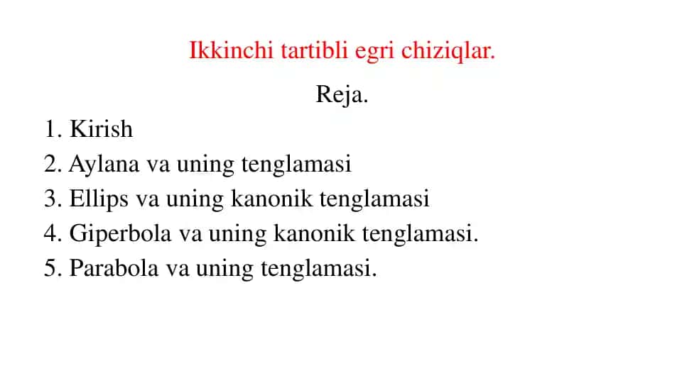 Ikkinchi tartibli egri chiziqlar