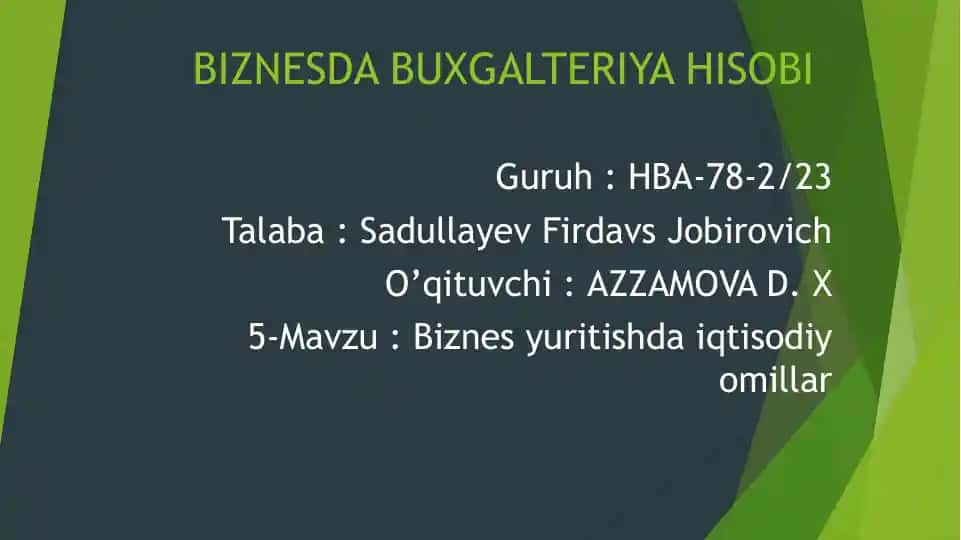 BIZNESDA BUXGALTERIYA HISOBI